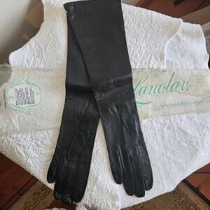 New, Vintage Woman's Lanolav Long Brown Silk Lined Evening Gloves, Sz 7.5